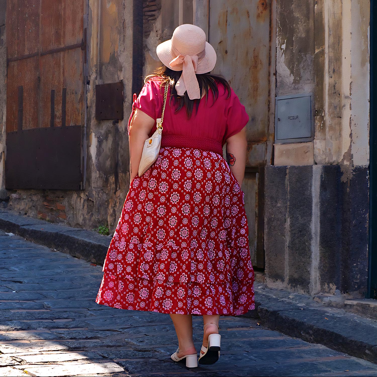 Broderie Anglaise Midi Dress - Blood Red