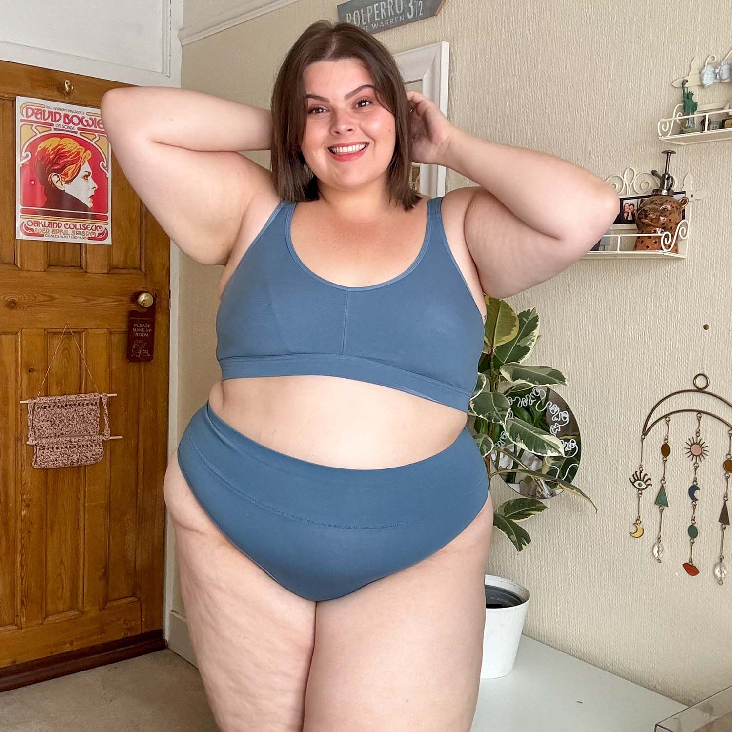 Organic Cotton Cheeky High Leg Knickers -  Denim - Image 5