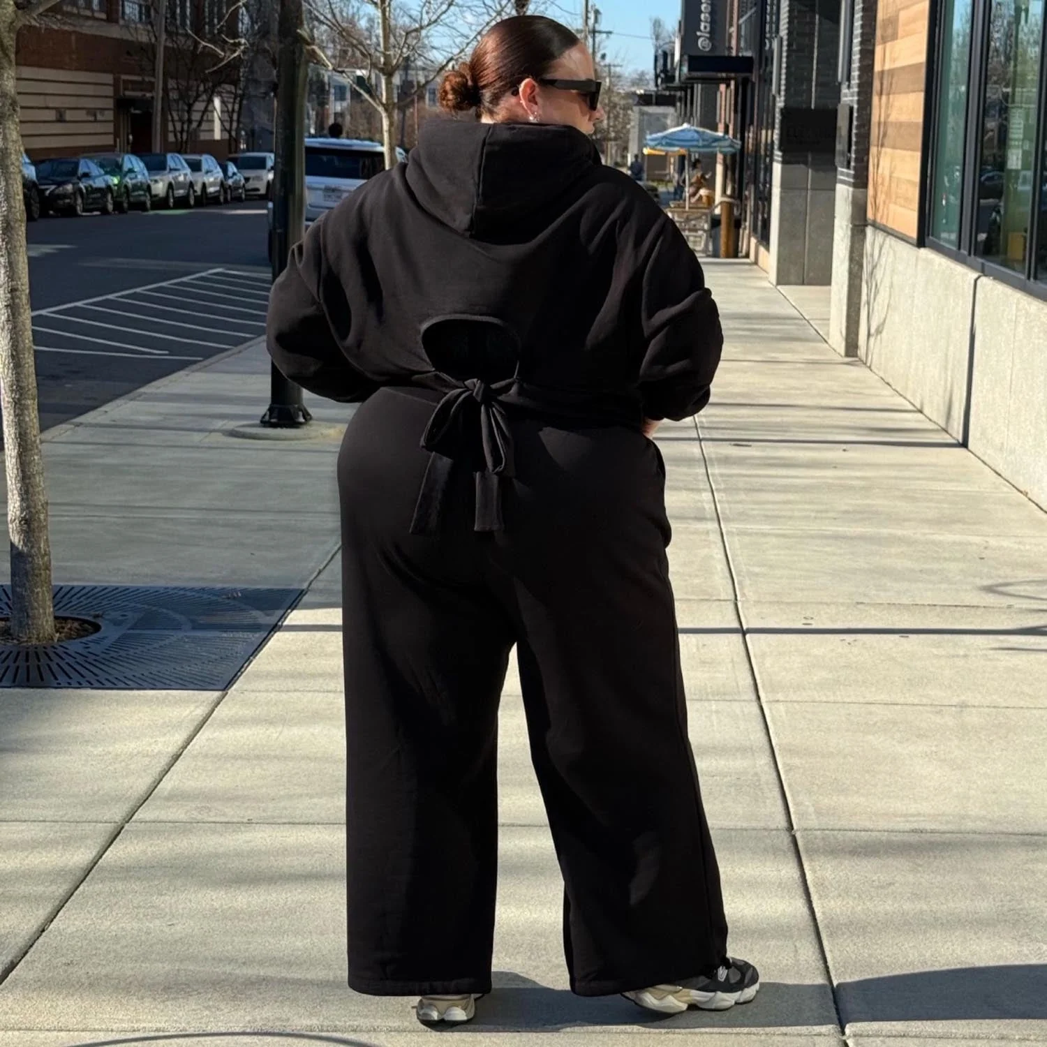 Organic Cotton Cropped Hoodie with Bow Back - Image 6