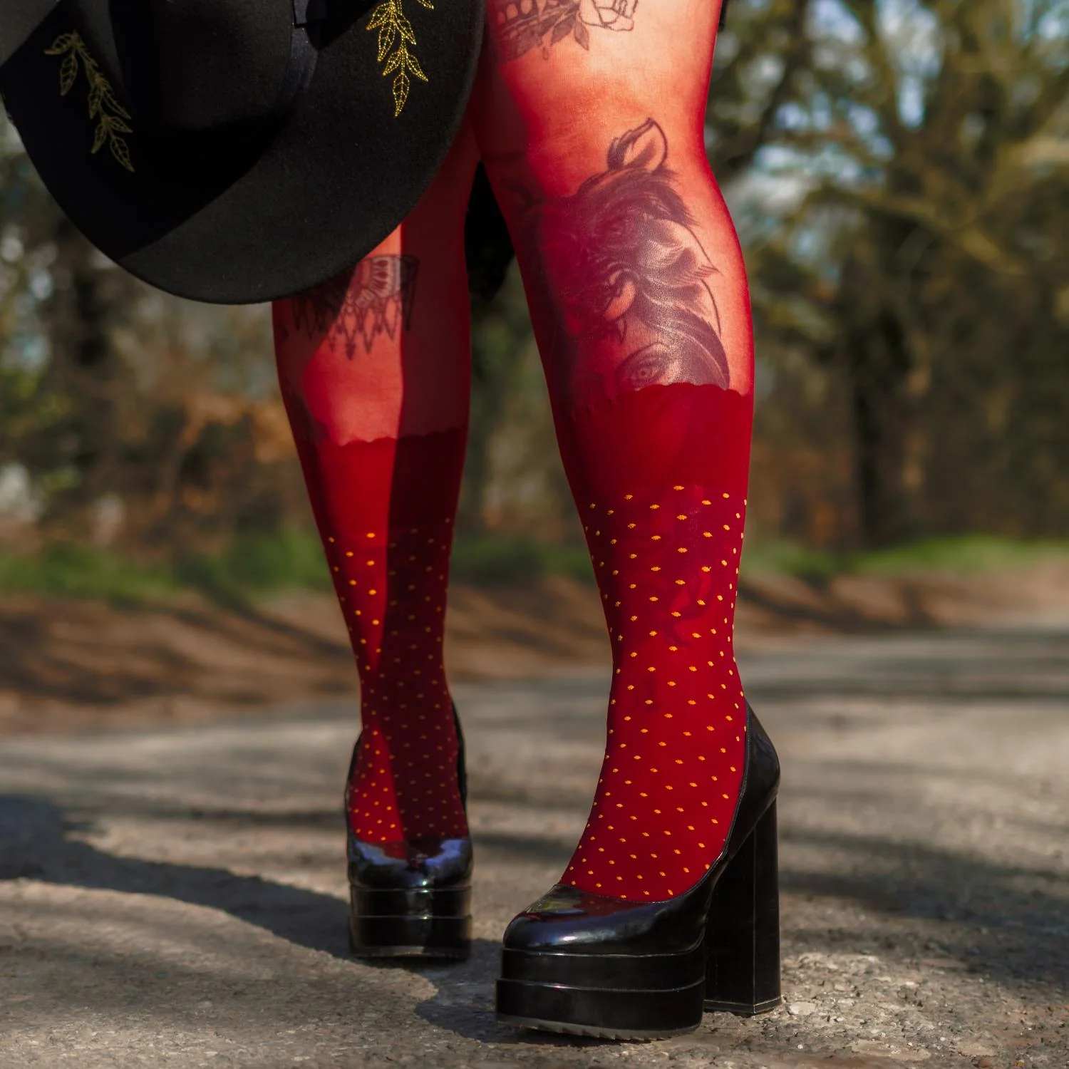 Seoul Chic Faux Sock Tights - Burgundy - Image 7