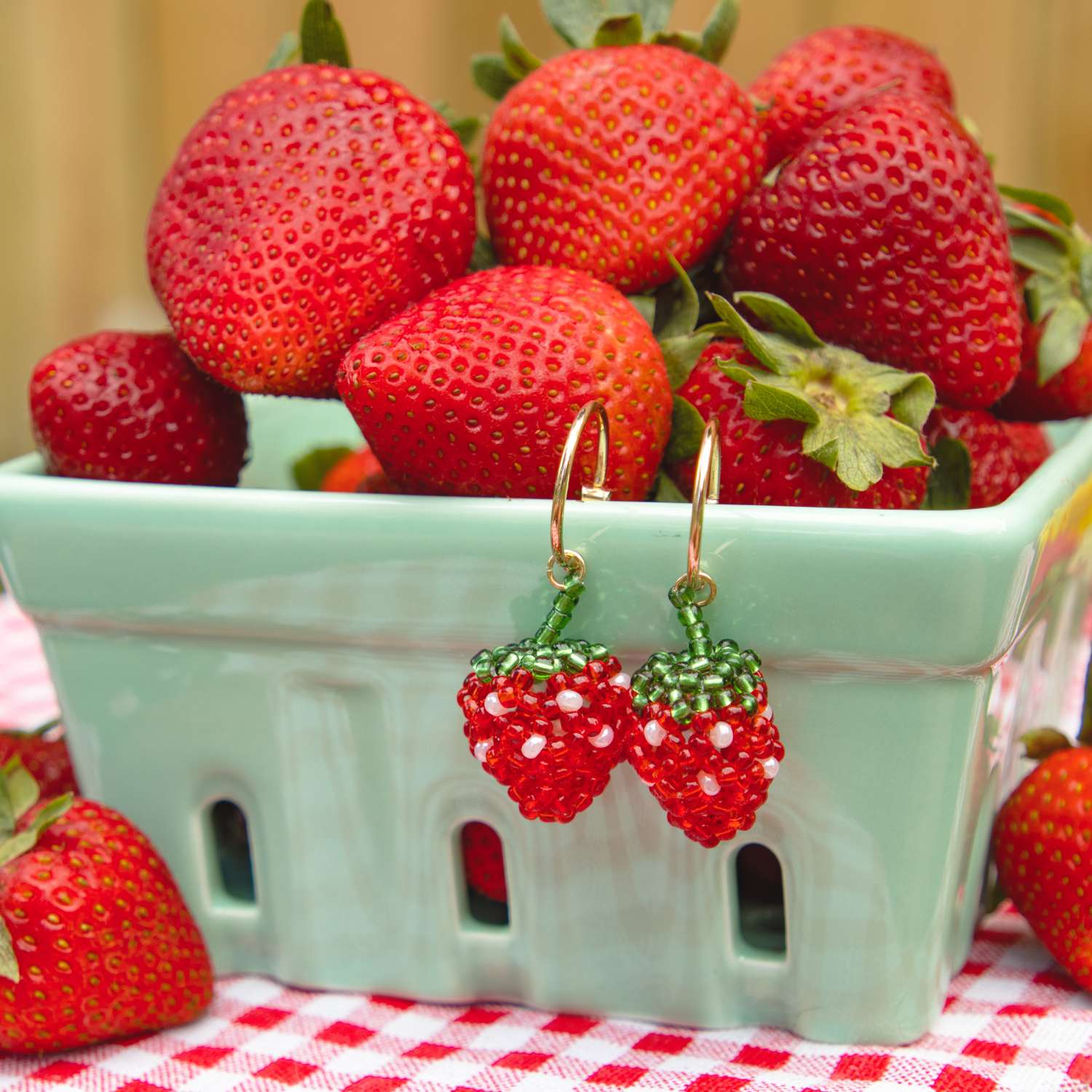 Strawberry Beaded Earrings - Image 10