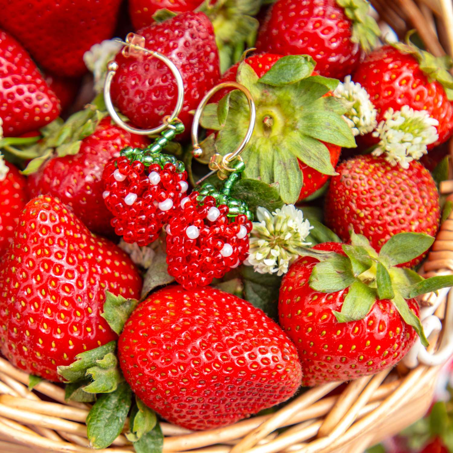 Strawberry Beaded Earrings - Image 3